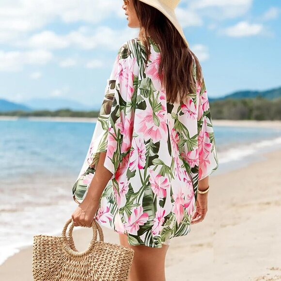 Women's Chiffon Kimono Loose Casual Open Front s - Picture 5 of 5